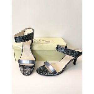 Metallic Blue Snakeskin Print Sandal Heels Sz 8.5M